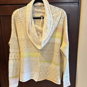 Free People Patchwork Cowl Neck Sweater